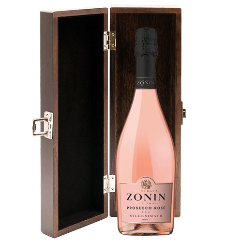 Zonin Prosecco Rose Doc Millesimato 75cl in Elm Wood Gift Box